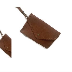 Leather Braided Minimalist Envelope Wristlet